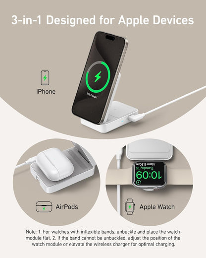 Anker MagGo Wireless Charging Station (Foldable 3-in-1)